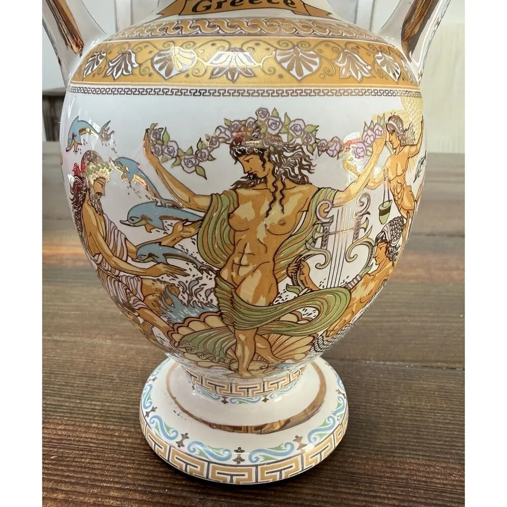 Handmade Greek Vase with 24k Gold